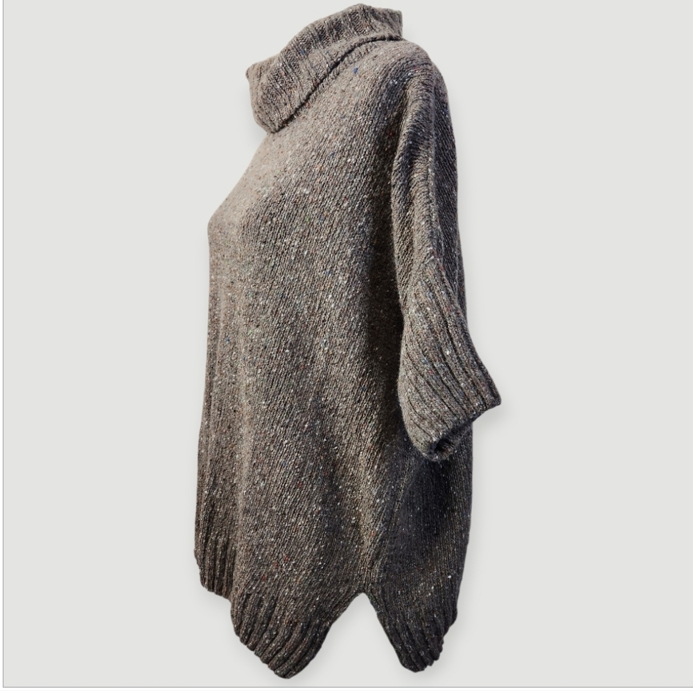 MNG By Mango Oversized 85% Wool Fuzzy Cowl Neck Marled Sweater Sz. M